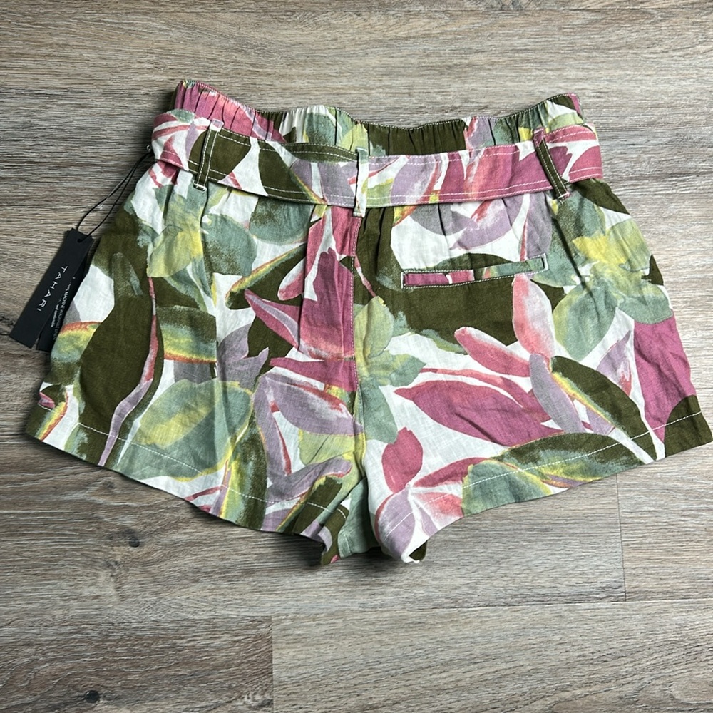 Tahari Luxe Linen Floral Print Shorts Size Medium - Picture 2 of 12